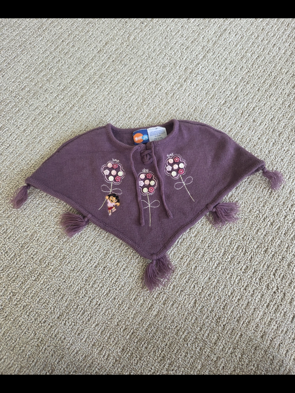 Nick Jr. Dora the Explorer Y2K Purple Knit Poncho 18M